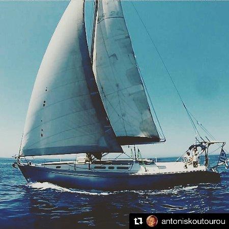 Black and Blue Sailing Santorini